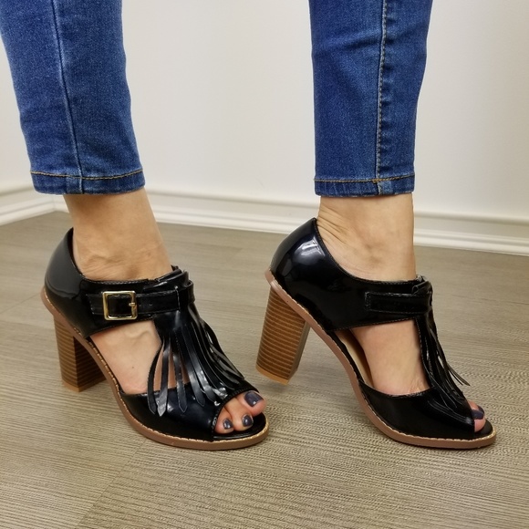 Shoes - Patent rockabilly oxford high heels w/ tassel